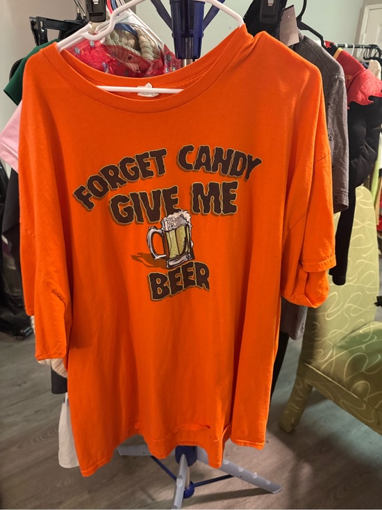 Other - Orange Short-Sleeve Graphic Tee - Playful Beer Slogan